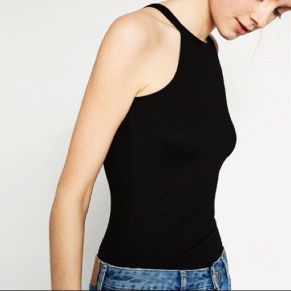ribbed halter bodysuit